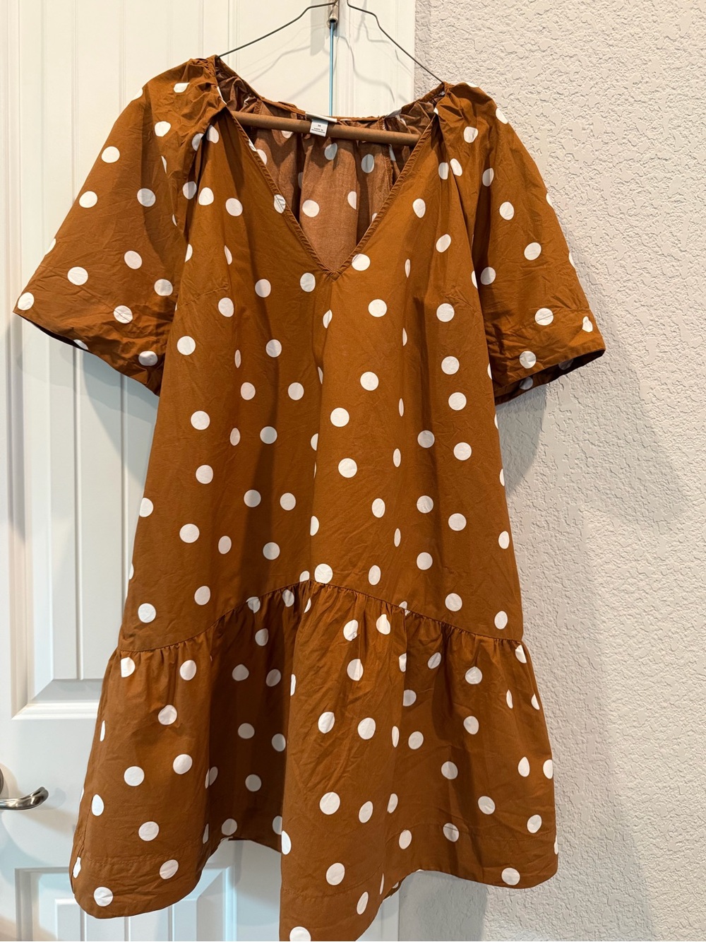 a new day Brown Polka Dot Tiered V-Neck Dress